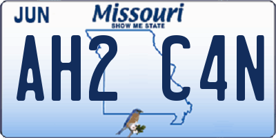 MO license plate AH2C4N