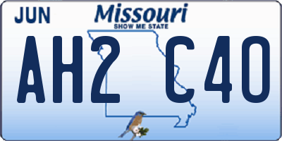 MO license plate AH2C4O