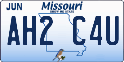 MO license plate AH2C4U