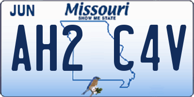 MO license plate AH2C4V