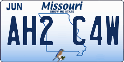 MO license plate AH2C4W