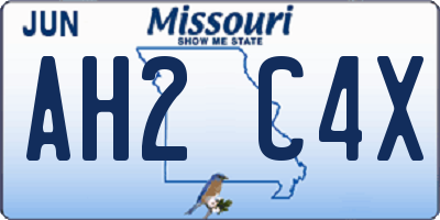 MO license plate AH2C4X