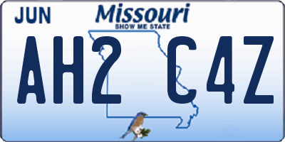 MO license plate AH2C4Z