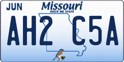 MO license plate AH2C5A