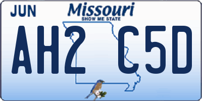 MO license plate AH2C5D