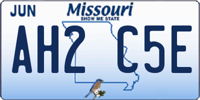 MO license plate AH2C5E