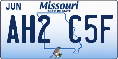 MO license plate AH2C5F