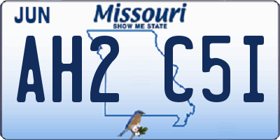 MO license plate AH2C5I