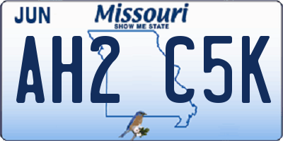 MO license plate AH2C5K