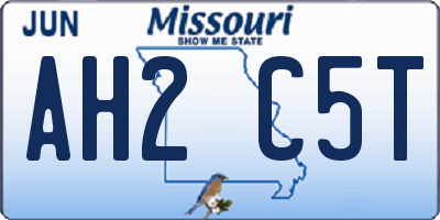 MO license plate AH2C5T