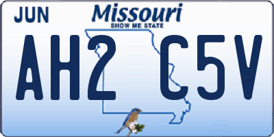 MO license plate AH2C5V