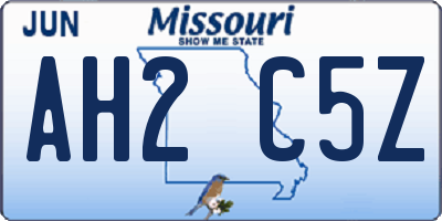 MO license plate AH2C5Z