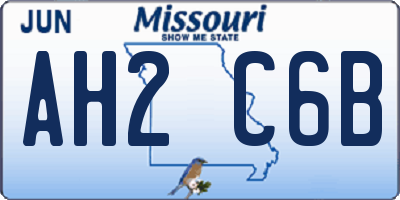 MO license plate AH2C6B