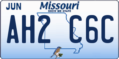 MO license plate AH2C6C