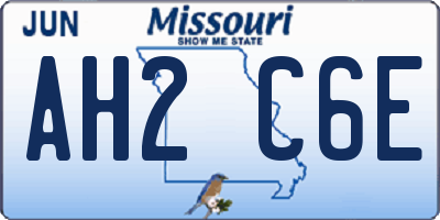 MO license plate AH2C6E