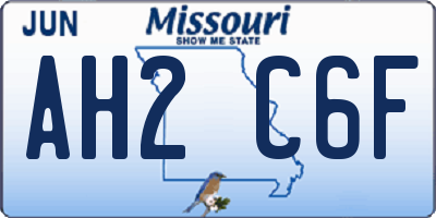 MO license plate AH2C6F