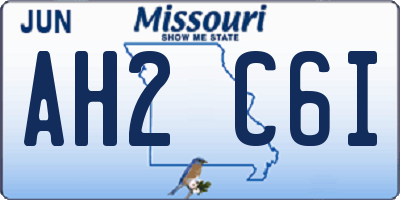 MO license plate AH2C6I