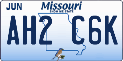 MO license plate AH2C6K