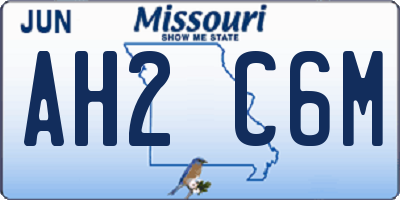 MO license plate AH2C6M