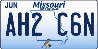 MO license plate AH2C6N