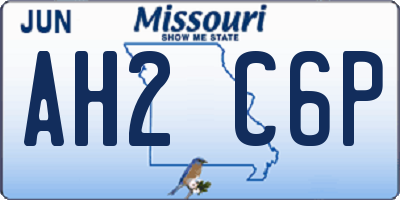 MO license plate AH2C6P