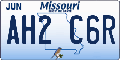 MO license plate AH2C6R