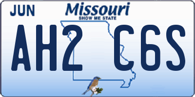 MO license plate AH2C6S