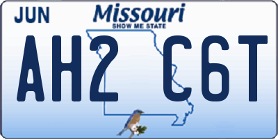 MO license plate AH2C6T