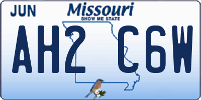 MO license plate AH2C6W