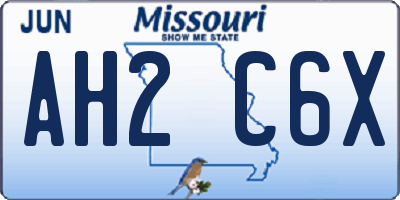 MO license plate AH2C6X