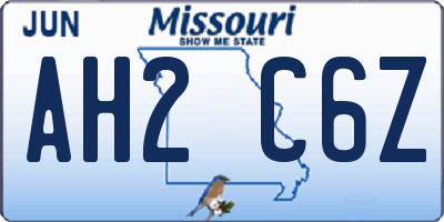 MO license plate AH2C6Z