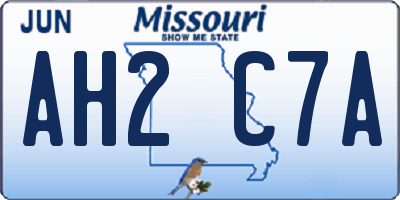 MO license plate AH2C7A