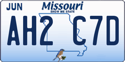 MO license plate AH2C7D