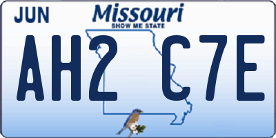 MO license plate AH2C7E