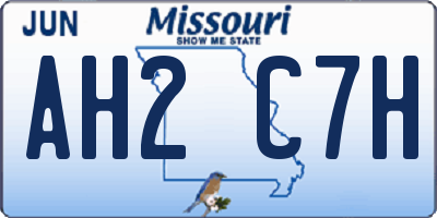 MO license plate AH2C7H