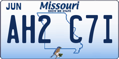 MO license plate AH2C7I