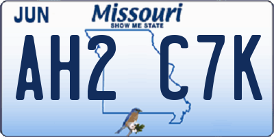 MO license plate AH2C7K