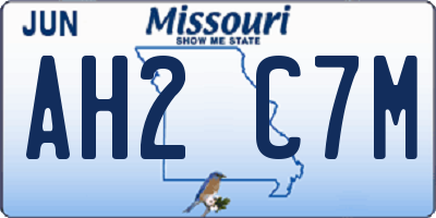 MO license plate AH2C7M