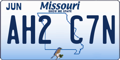 MO license plate AH2C7N