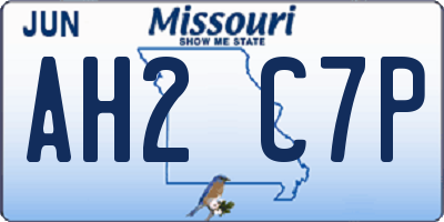 MO license plate AH2C7P