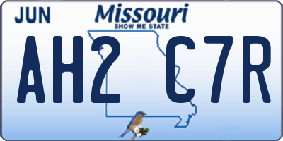 MO license plate AH2C7R