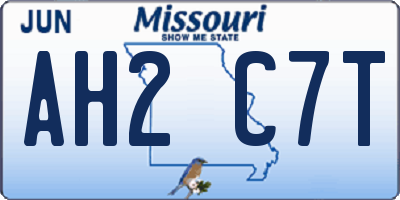 MO license plate AH2C7T