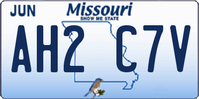 MO license plate AH2C7V