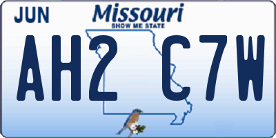 MO license plate AH2C7W