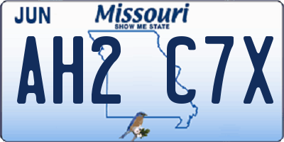 MO license plate AH2C7X