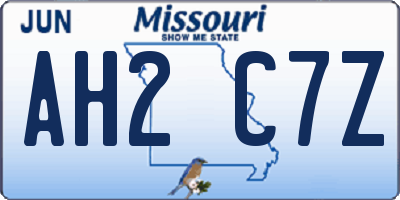 MO license plate AH2C7Z