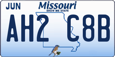 MO license plate AH2C8B