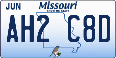 MO license plate AH2C8D