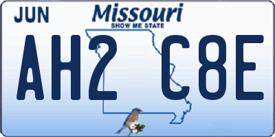 MO license plate AH2C8E