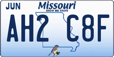 MO license plate AH2C8F